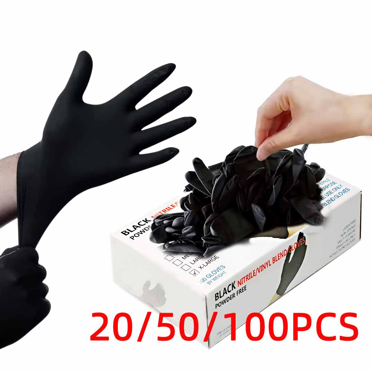 20/50/100pcs Black Vinyl Glove - Rubber Glove Cleaning recension och pris