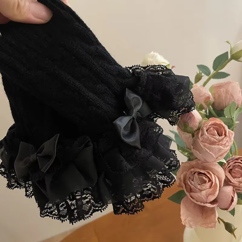 1 pair Lace Ruffle Hand Sleeve - Fingerless Glove Knit recension och pris