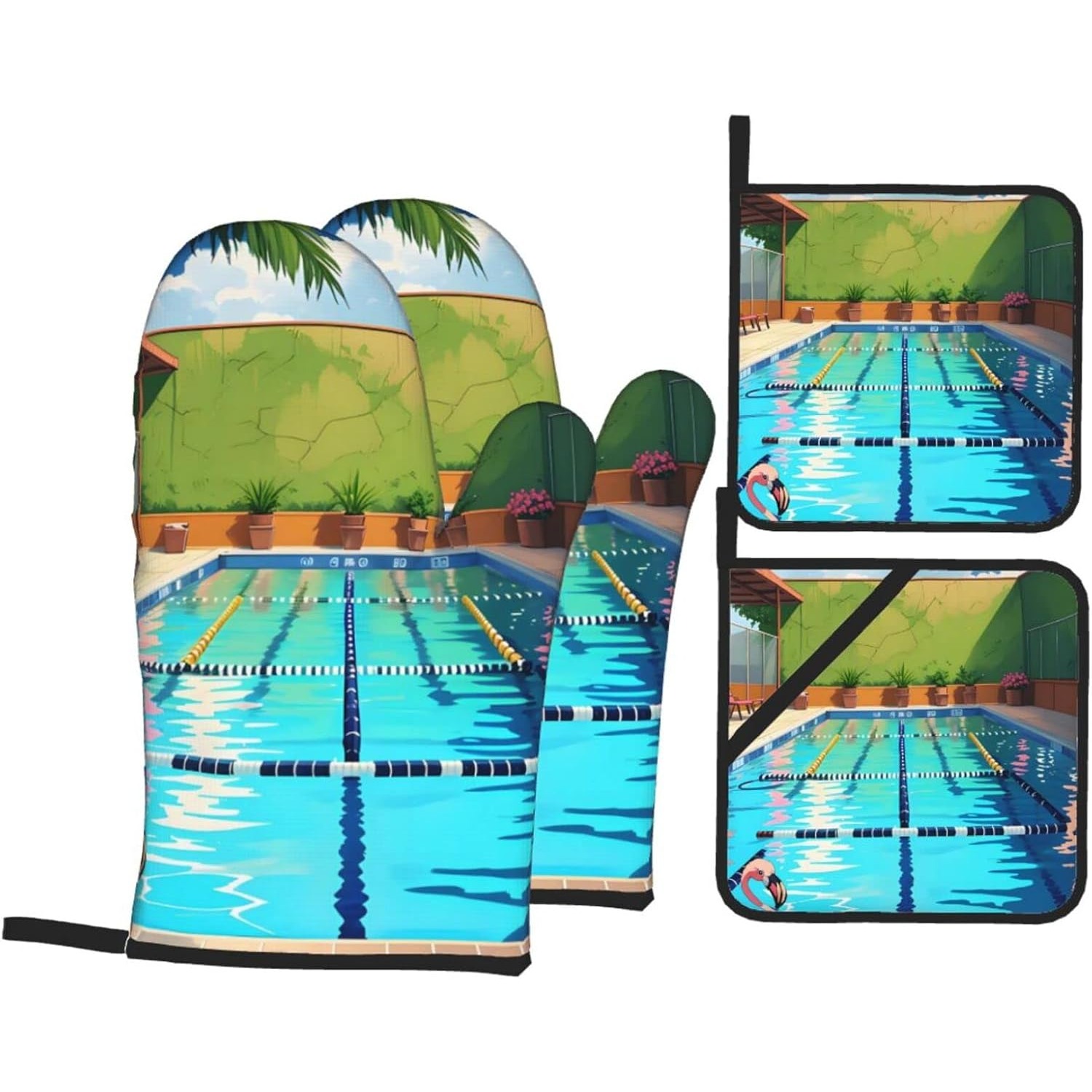 Flamingo and Swimming Pool Sil - Oven Mitt Silicone recension och pris